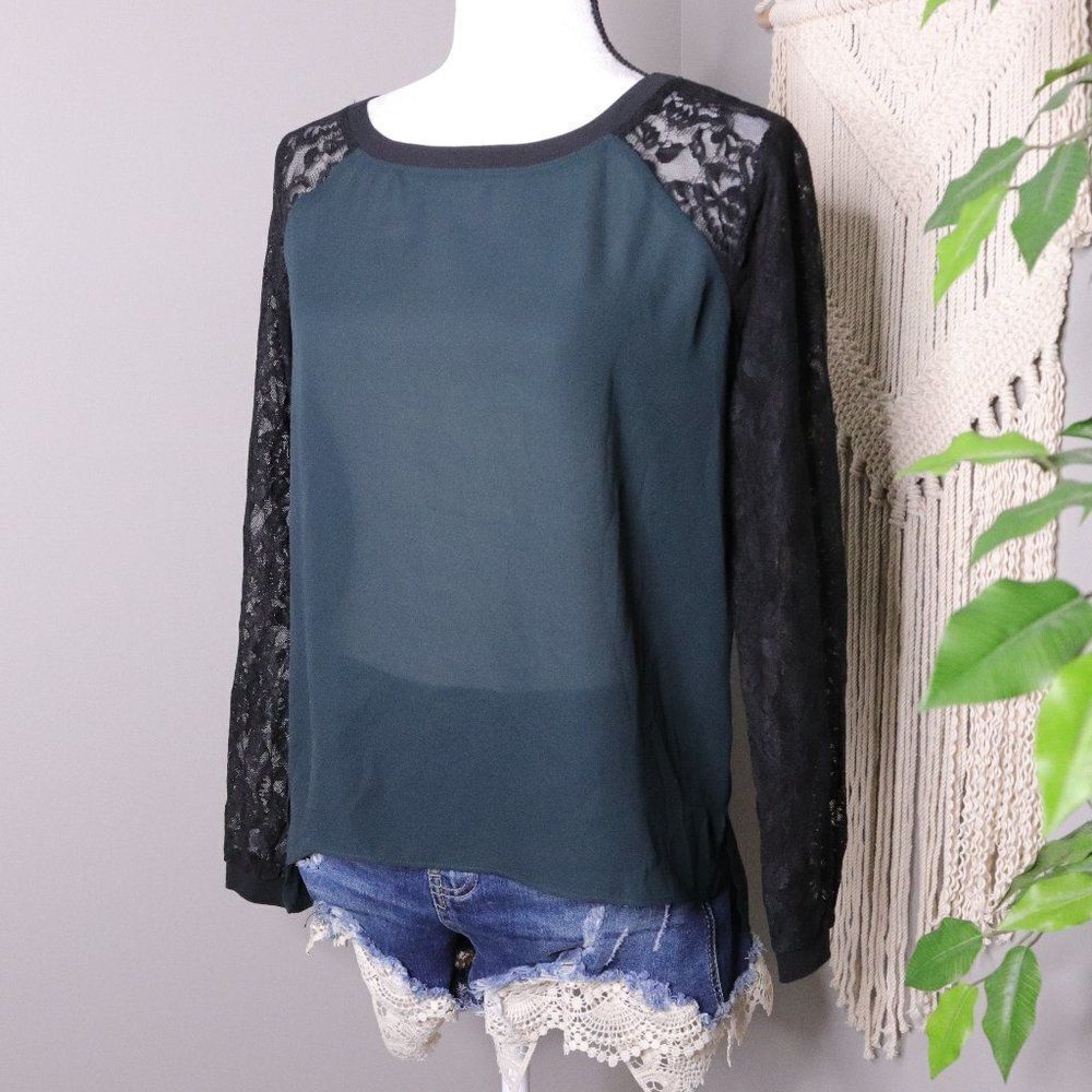 LOFT | Sheer Lace Long Sleeve Blouse